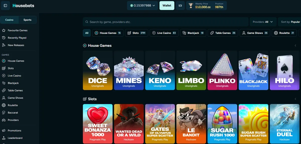 Housebets Casino — обзор